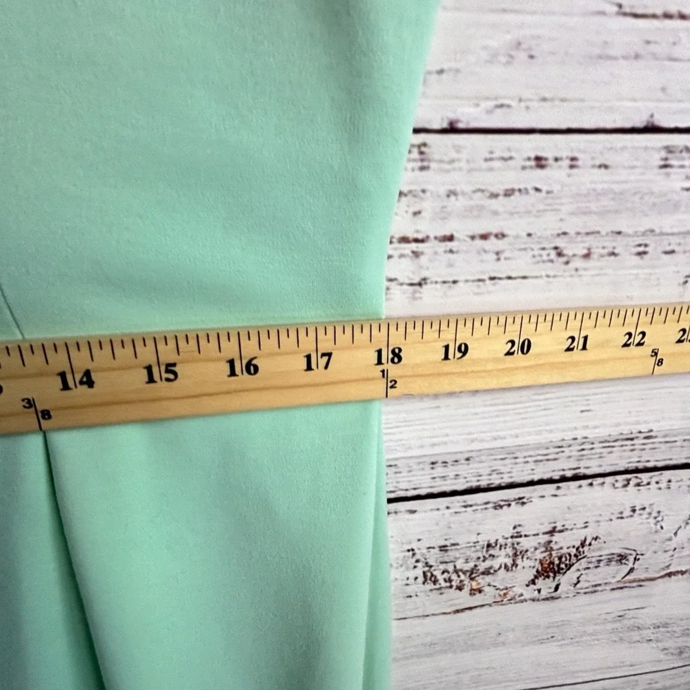Ivanka Trump Dress 16 Sleeveless Sheath Mint Green Slimming Sexy Gold Zip - Picture 6 of 13